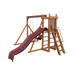 Basecamp 22 swing set in wood grain and red, front right