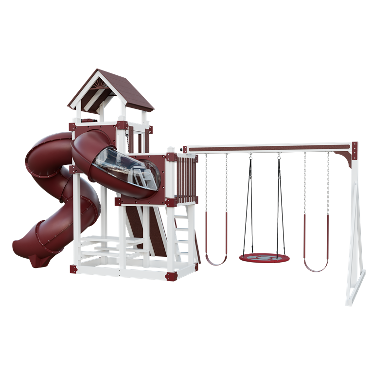 Super 48 Turbo swing set in white and red, back right