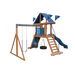 Climber 35 swing set in wood grain and blue, front left