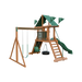 Climber 35 swing set in wood grain and green, front left