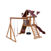 Climber 35 swing set in wood grain and red, front left